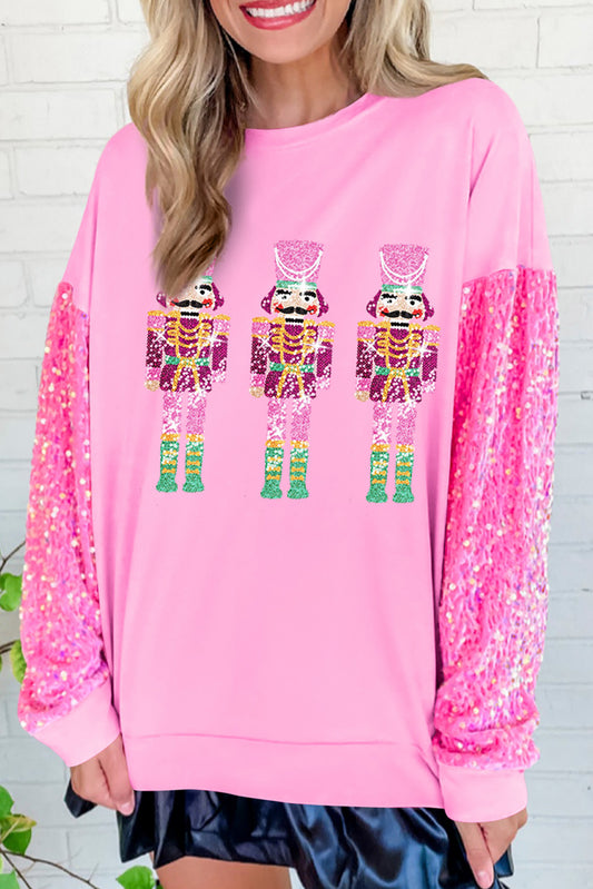 Pink Nutcracker Sequin Sleeve Graphic Sweatshirt Available 10/29/24