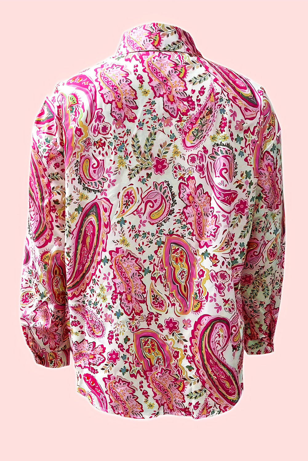 Pink Floral Paisley Print Boho Shirt