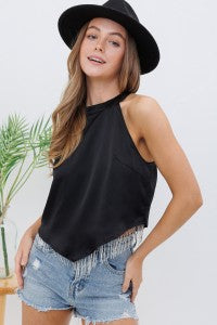 RHINESTONE FRINGE CROP TANK