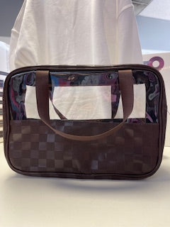 Checkered pattern travel clear bag