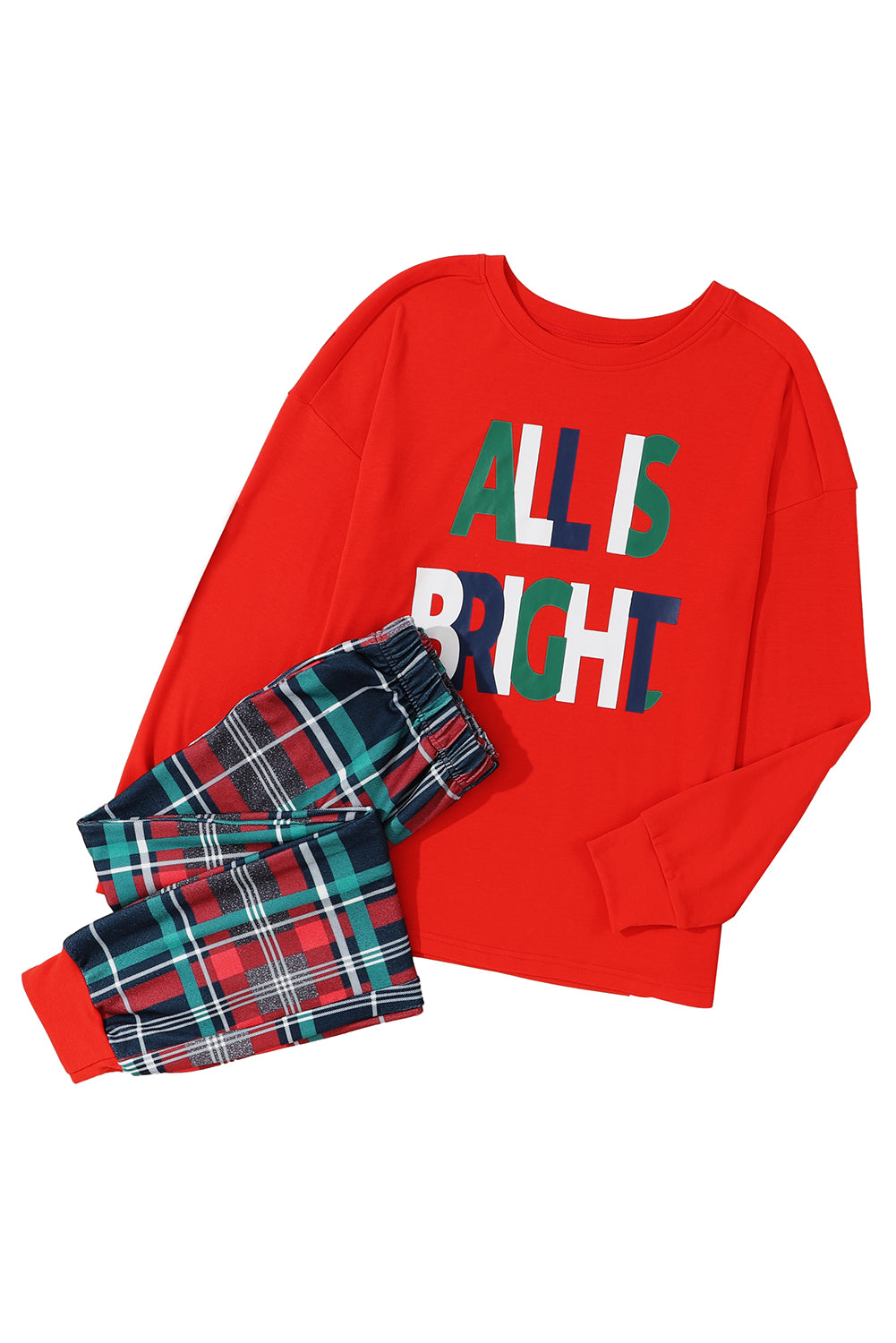 Multicolor ALL IS BRIGHT Christmas Plaid Pajama Set