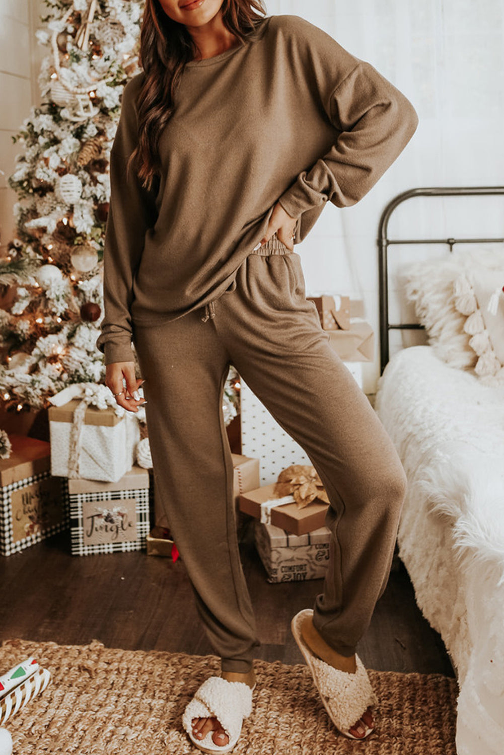 Beau Blue Long Sleeve Pullover & Jogger Pants Loungewear Set