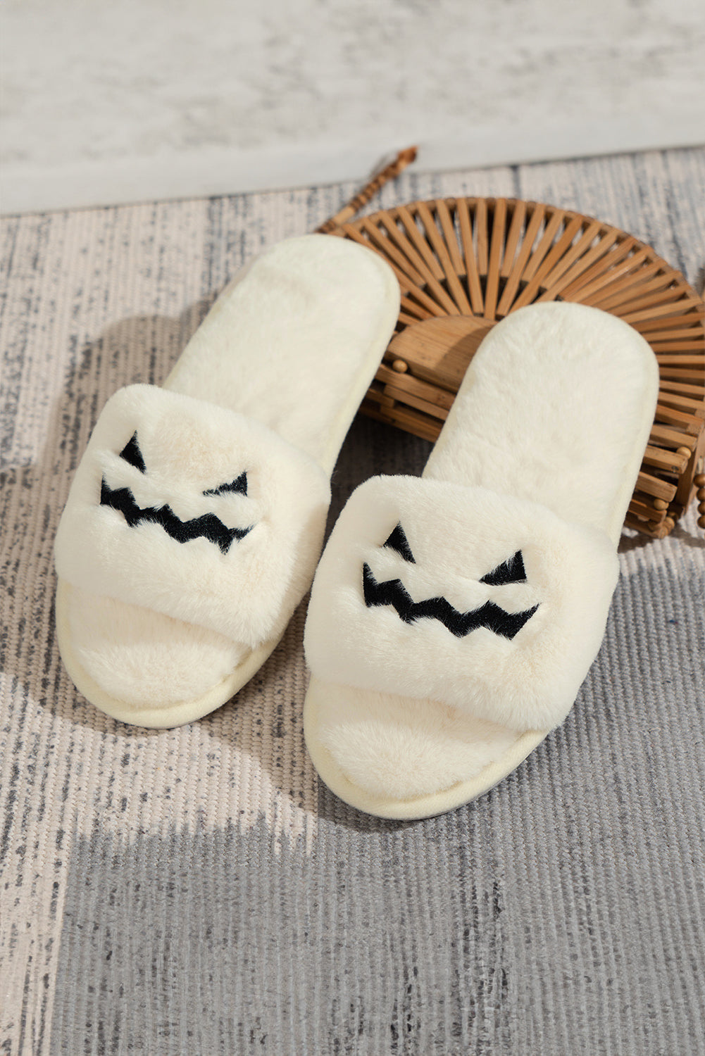 White Ghost Halloween Fluffy Slippers