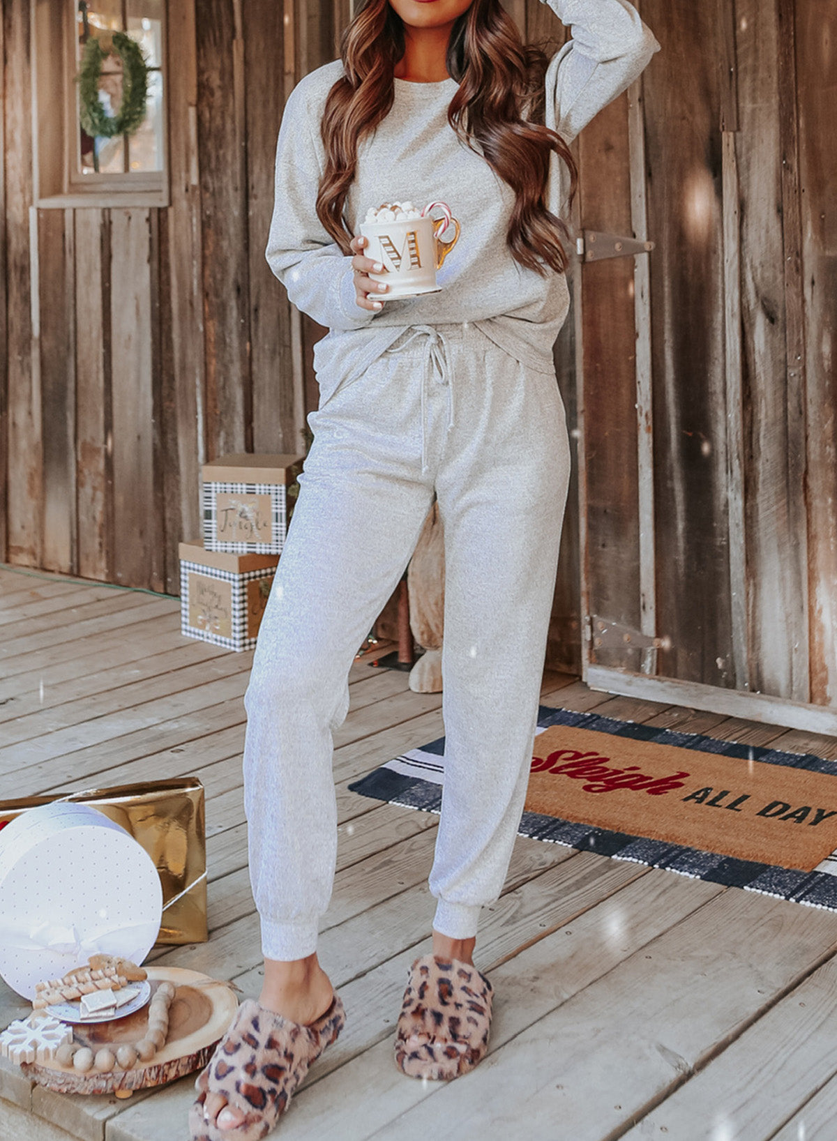 Beau Blue Long Sleeve Pullover & Jogger Pants Loungewear Set