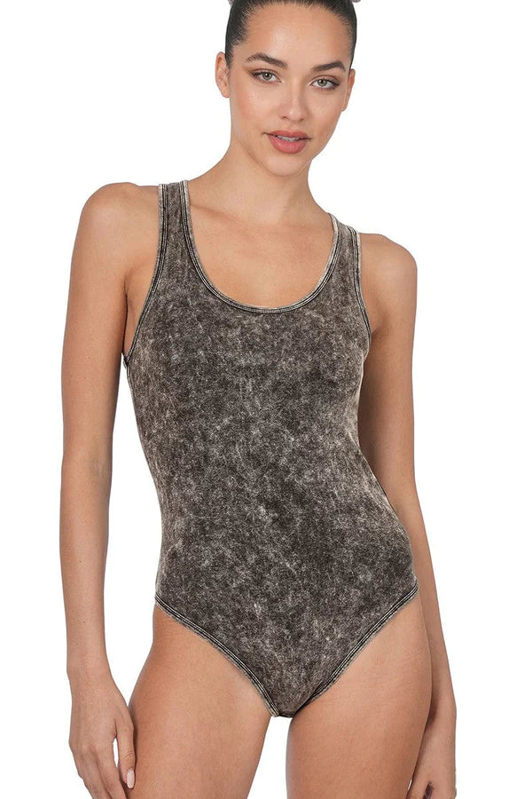 ACID WASH RACERBACK TANK BODYSUIT