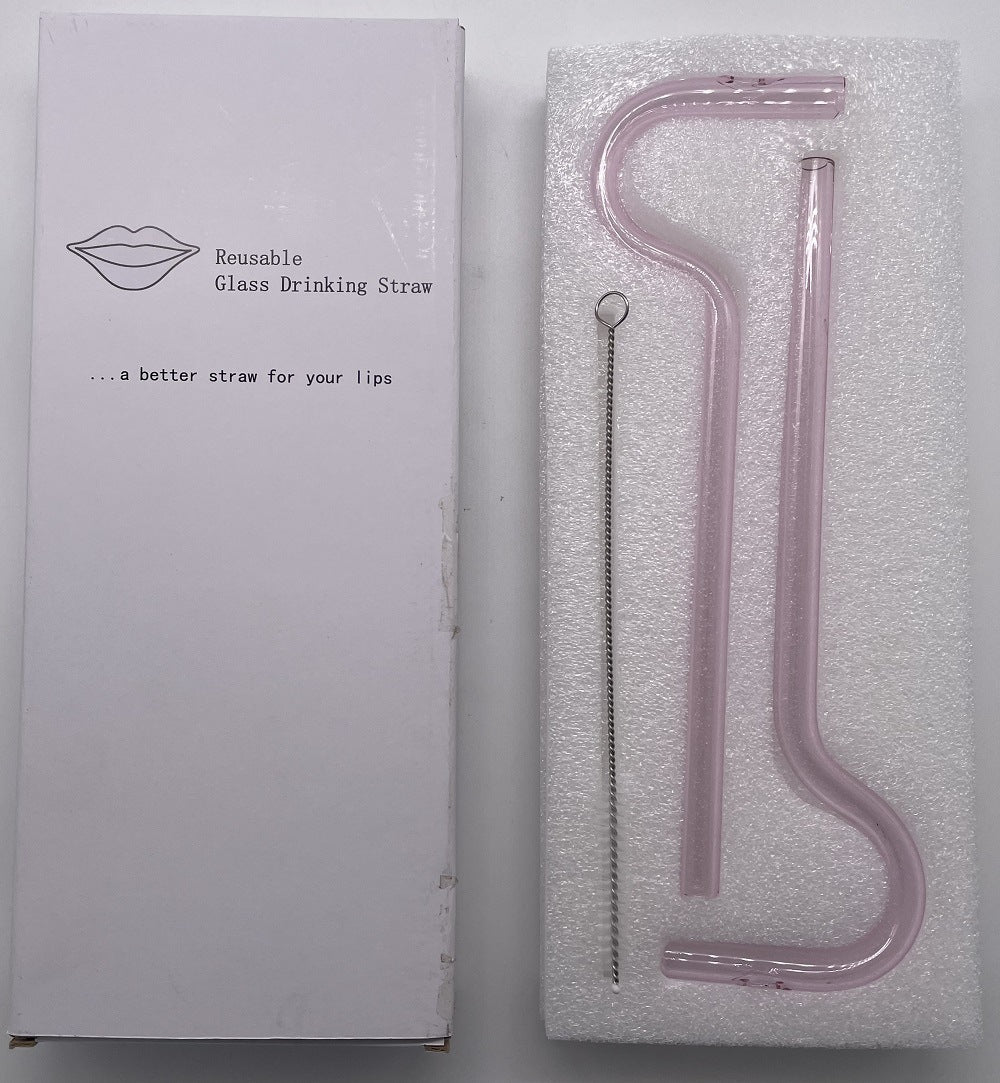 Anti-lip Wrinkle Glass Straw Attracts Lips Horizontally Three Pieces