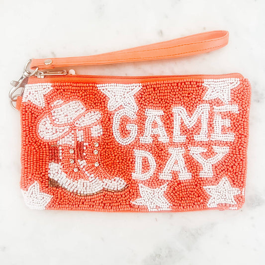 HB-0436 Game Day Wristlet Orange/White