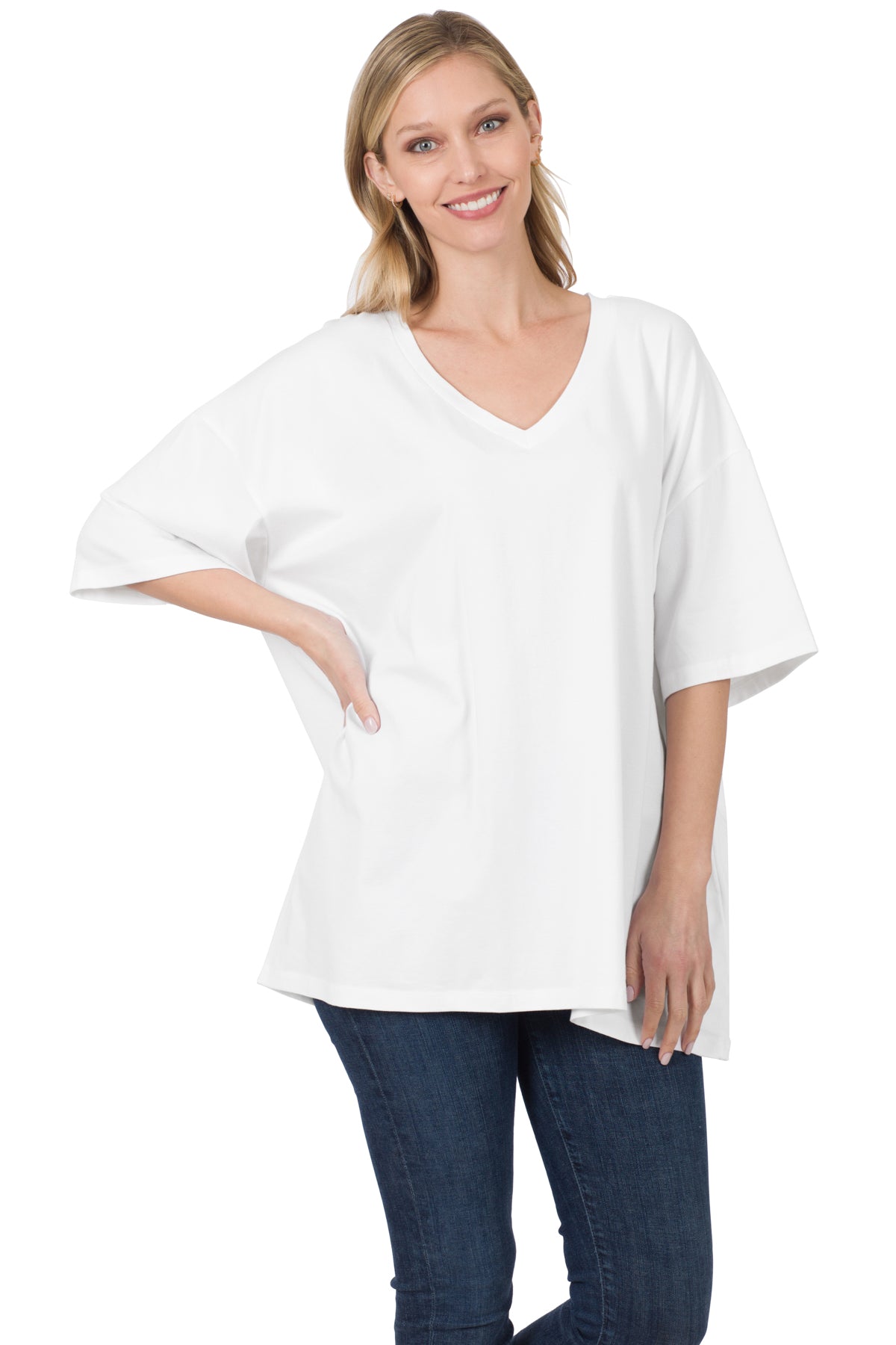 COTTON DROP SHOULDER BOYFRIEND BOX TEE