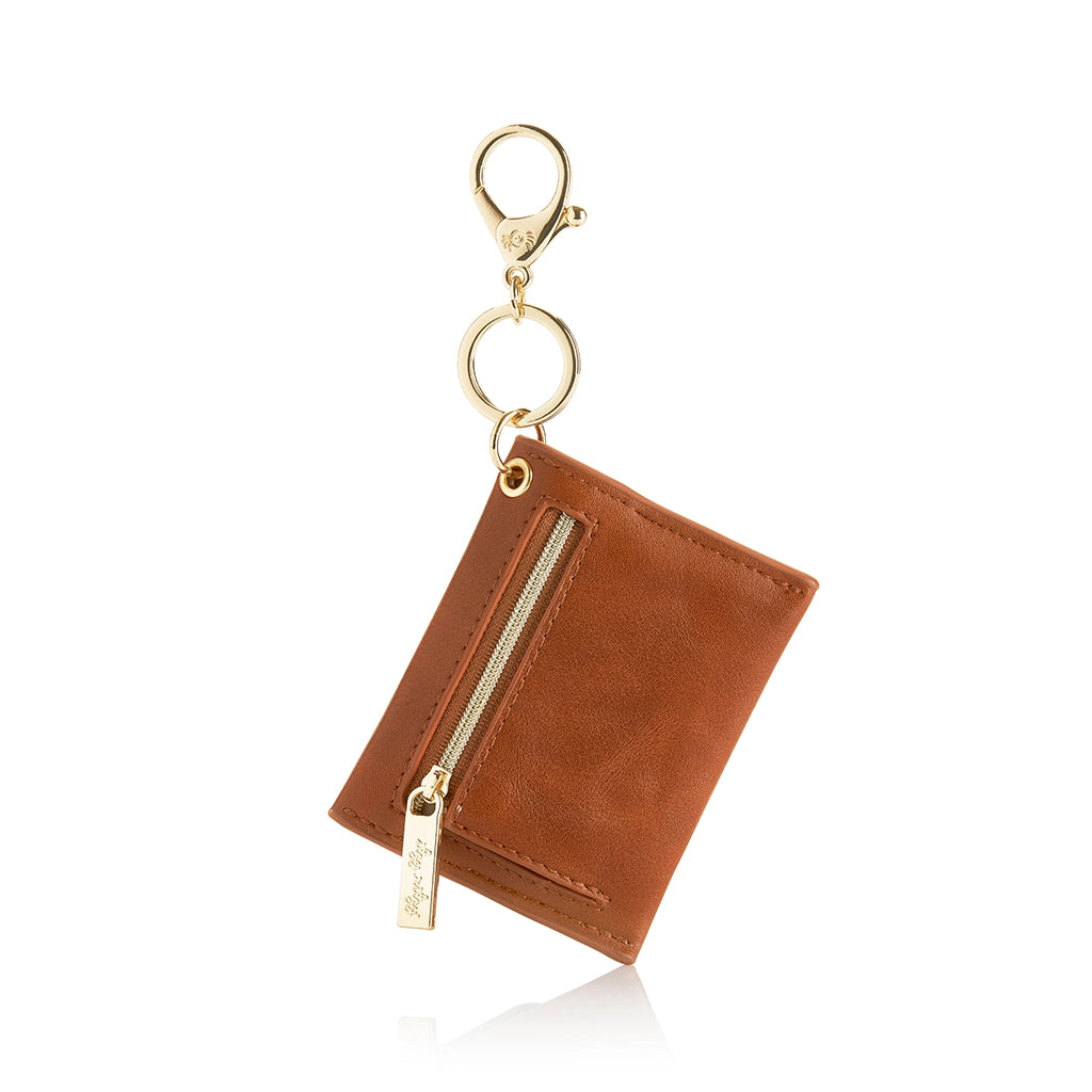 Cognac Itzy Mini Wallet™ Card Holder & Key Chain Charm