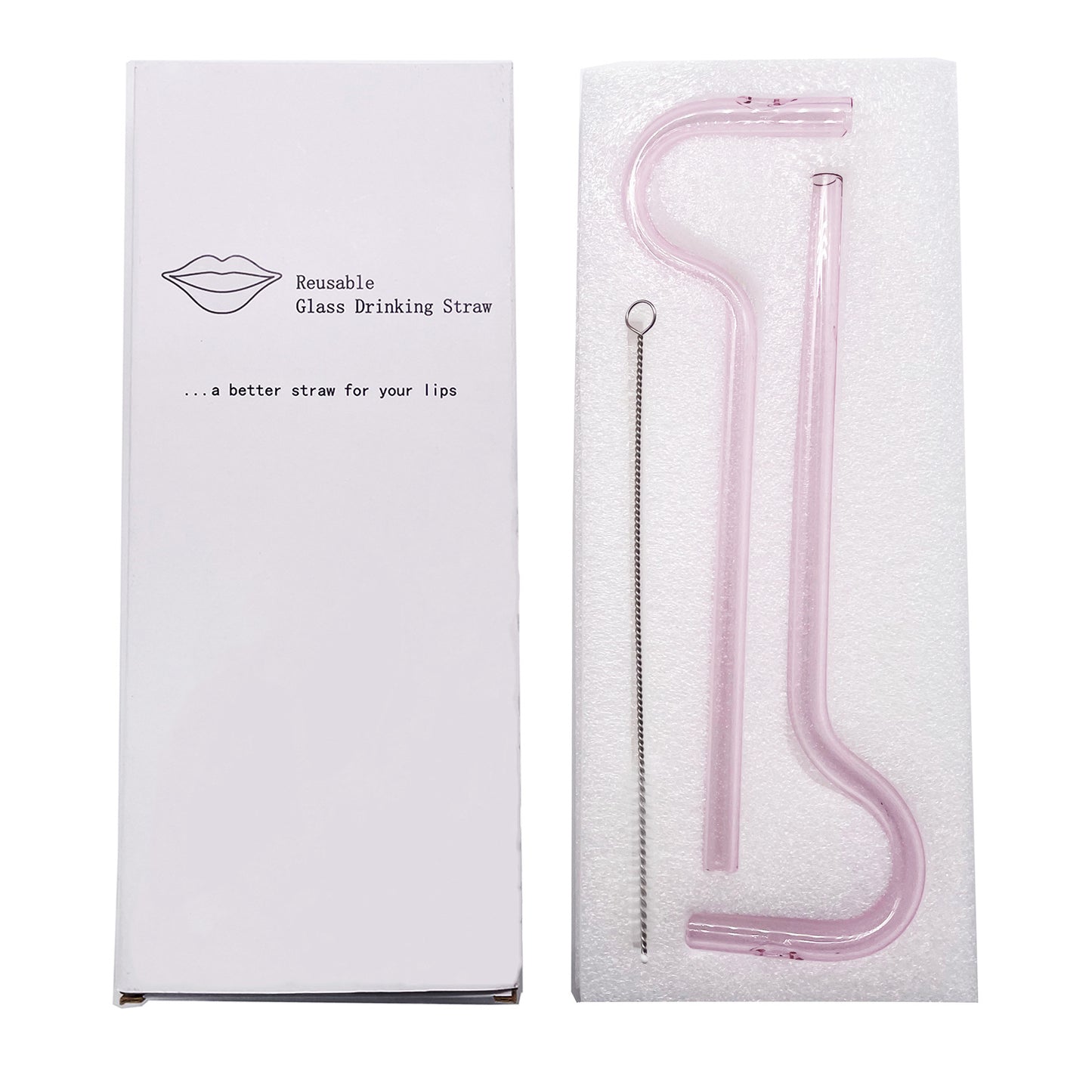 Anti-lip Wrinkle Glass Straw Attracts Lips Horizontally Three Pieces